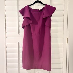 Leslie Fay Purple Cold Shoulder Sheath Dress Sz 12 Whimsy Feminine Flouncy